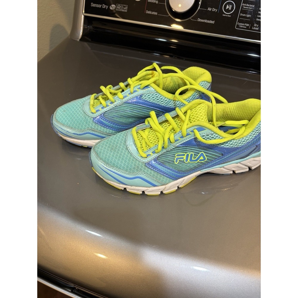 FILA Women's COOL MAX MEMORY FOAM GREEN NEON MULTICOLOR RUNNING SNEAKERS SZ 8